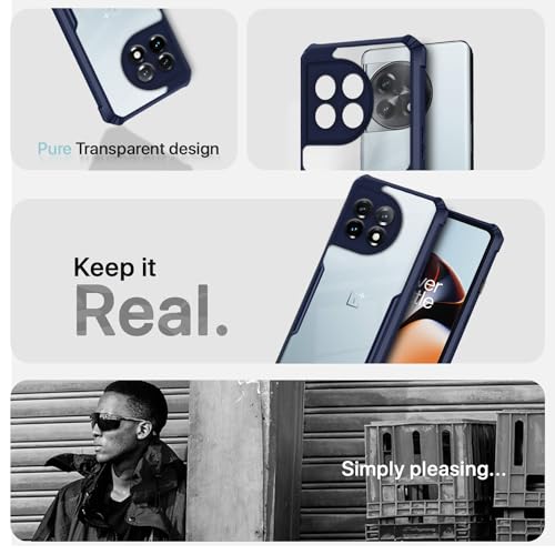 Image of Outlouders Back Cover for OnePlus 11R 5G | Ultra Hybrid Transparent | Full Camera Protection | Raised Edge | Crystal Clear Bumper Case (Blue)
