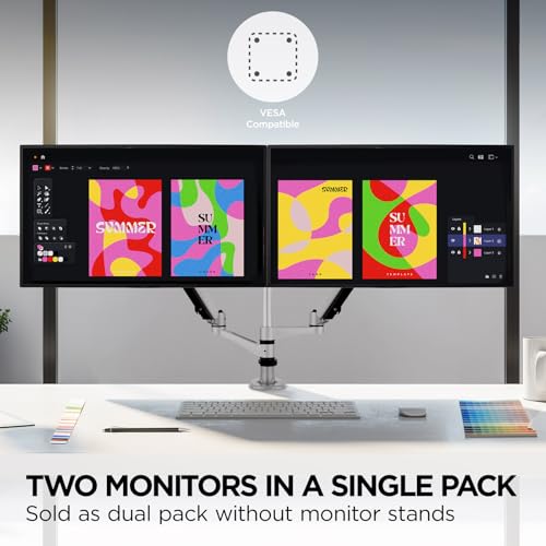 Image of ViewSonic VP2468A H2 24 Inch 1080p Dual Pack Head-Only ColorPro Monitors, 100% sRGB and Pantone Validated for Dual Screen Graphic Design, Advanced Ergonomics, 65W USB-C, and DisplayPort Daisy Chain