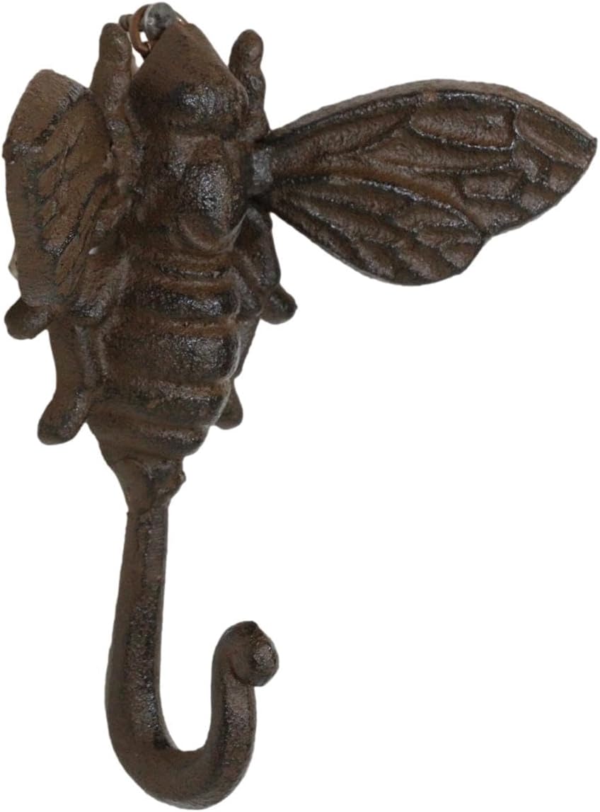 Ebros Gift Rustic Cast Iron Cottage Busy Bumblebee Insect Bee Metal Wall Decor Coat Hook Organizer Figurine 6" H Animal Bees Fairy Tale Nursery Rhymes