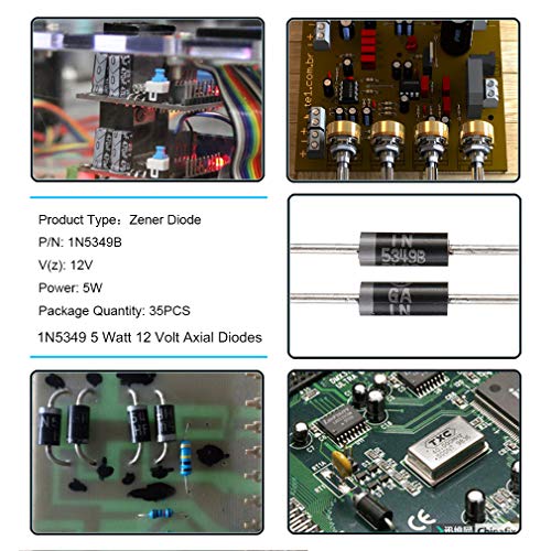 35 Pack 1N5349B 5W 12V Power Zener Diodes 1N5349 5 Watt 12 Volt Axial Diodes T-18 by Howrin - Thumbnail 7