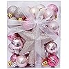 ALIMITOPIA 30pcs Christmas Ball Baubles 1.2 inches Shatterproof Assorted Plastic Hang Balls Pendant for Tiny Xmas Tree Decoration(Tiny Size;Rose Gold&Pink)