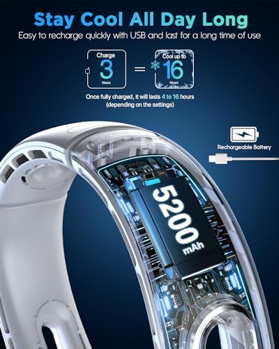 Ventilador de cuello portátil de 360 grados contra los sofocos del verano 4
