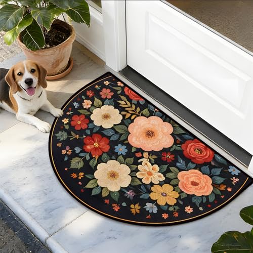 Tapete Floral Semicírculo 24x36 Pulgadas Lavable