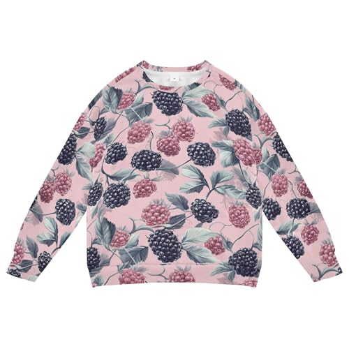 JUNZAN Sweet Blackberries Fruit Blush Big Boys Hoodie Sweatshirt Fleece Outerwear for Kids Camping 4T