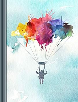 Skydiving Composition Notebook : Large Ruled Lined Writing and Journaling Paper Book - Colorful Watercolor Parachutist Art