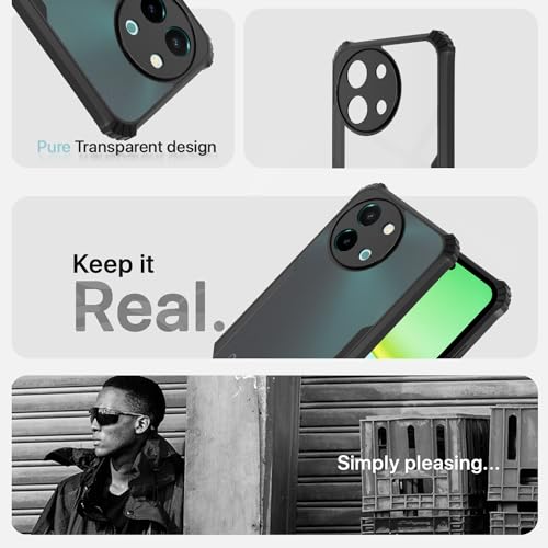 Image of Pikkme Vivo Y38 5G Back Cover | Crystal Clear Transparent Back | Ultra Hyrbid | Full Camera Protection | Raised Edge | Bumper Back Case (Black)
