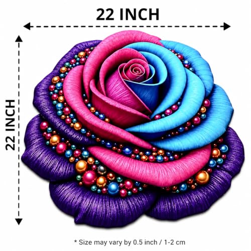 Image of 3D Rose & Floral Door Mat | Water Absorbent, Anti-Skid, Machine Washable Floor Mat | Soft Microfiber Carpet for Home, Living Room & Bedroom | Premium Decorative Mat (Multicolor Pink purple Blue, Rose)