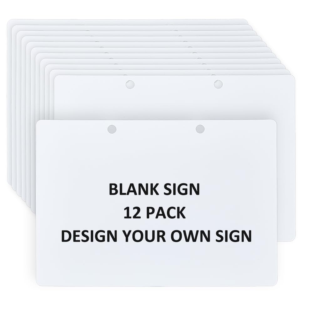 SUPERFINDINGS 12Pcs Blank Plastic Sign 8.3x5.8 Inch/21x14.8cm Pvc Sign Board Pre-Drilled 7.5mm Hole Weatherproof Thin Sheet For Crafting Vinyl Lettering Small Yard Message