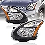 AJP Distributors Replacement Black Housing Clear Lens Amber Reflector Signal Driving Bumper Headlights Headlamps Head Light Lamp Assembly Left + Right For Rogue S35 SUV 2008 2009 2010 2011 2012 2013