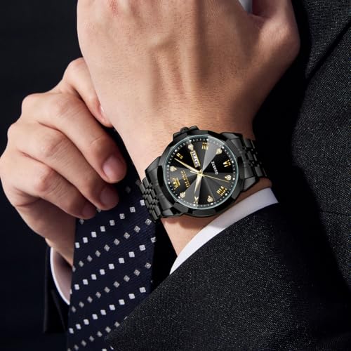 Image of OLEVS Mens Watches Analog Quartz Original Perfume Watch for Man Diamond Stainless Steel Waterproof Calendar Stylish Business Men's Branded Watches