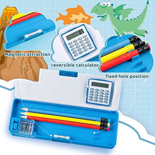 Image of Henoyso Multifunctional Pencil Box for Boys, Dinosaur Pencil Case with Calculator and Sharpener, 2026 Back to School Supplies Organizer for Kids Teens Students, Elementary Classroom Dino Gift