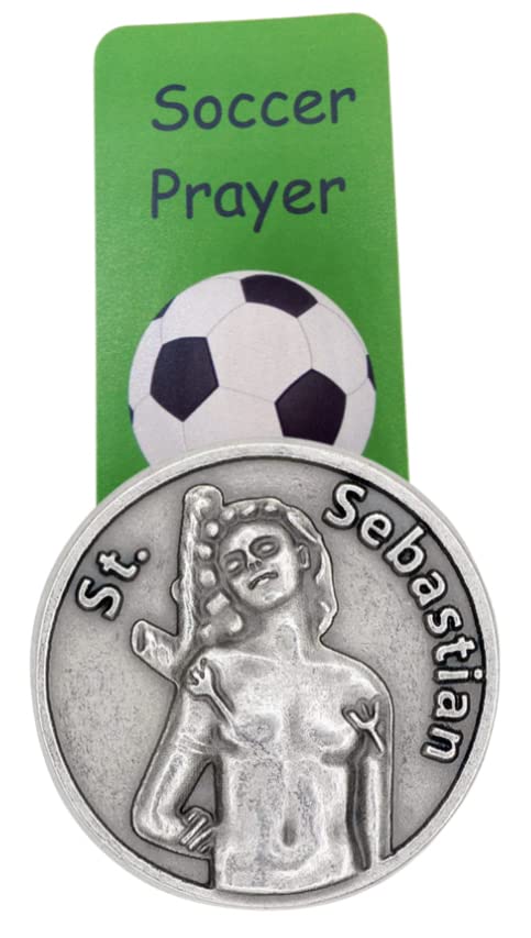 Westmon Works Saint Sebastian Soccer Token Set with Holy Card for Footballers and Metal Pocket Boys or Girls Sports Player Trinket Made in Italy2