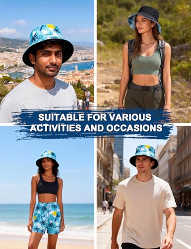Image of Venzina Bucket Hat for Men Hat Cap for Men UPF 50+ UV Protection Packable Fisherman Sun Hat for Women Solid Reversible Camouflage Styles Beach Commute Travel Outdoor Hiking Round Cap