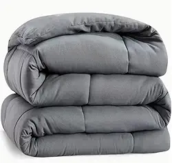 Edredom Casal Cinza Dupla Face 2,45 x 2,25m. Toque de Plumas. Extra Macio, Tecido Aveludado