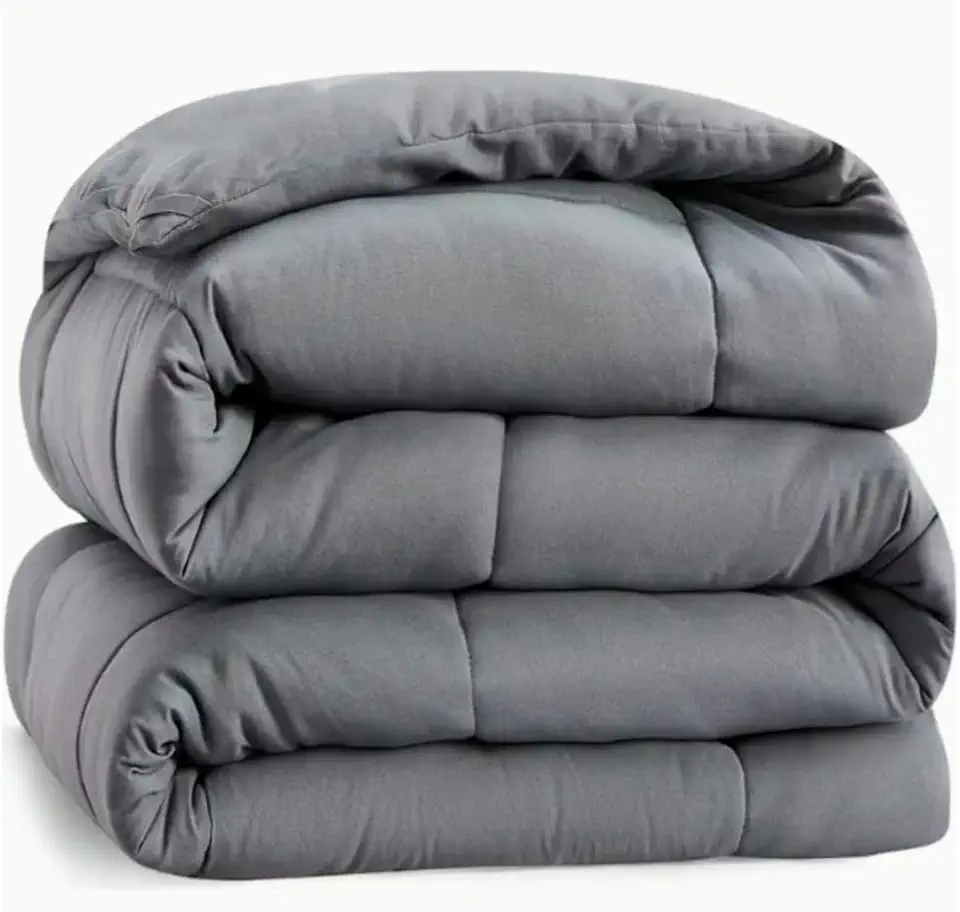 Edredom Casal Cinza Dupla Face 2,45 x 2,25m. Toque de Plumas. Extra Macio, Tecido Aveludado