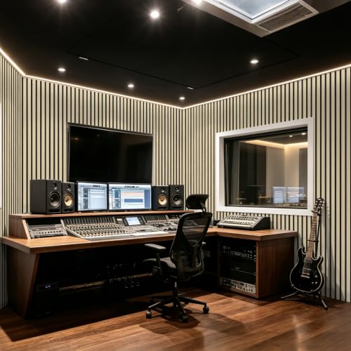 Image of Art3d 6-Piece Wood Acoustic Panels for Noise Reduction, 3D Textured Wall Paneling for Living Room Bedroom TV Background Interior Decor, Ashtree