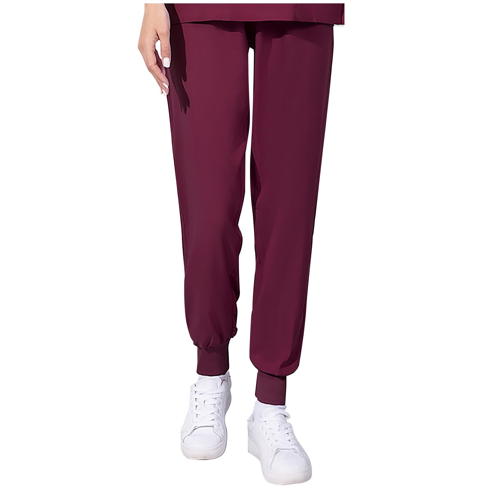 Womens Cinch Bottom Work Pants High Waisted Straight Leg Nurse Dress Pants Soft Stretch Lightweight Workwear