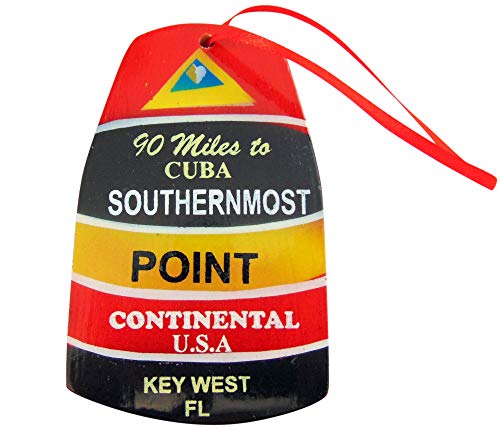 Southernmost Point Buoy Replica Ornament Wooden Key West Christmas Tree Decoration, 4 inch