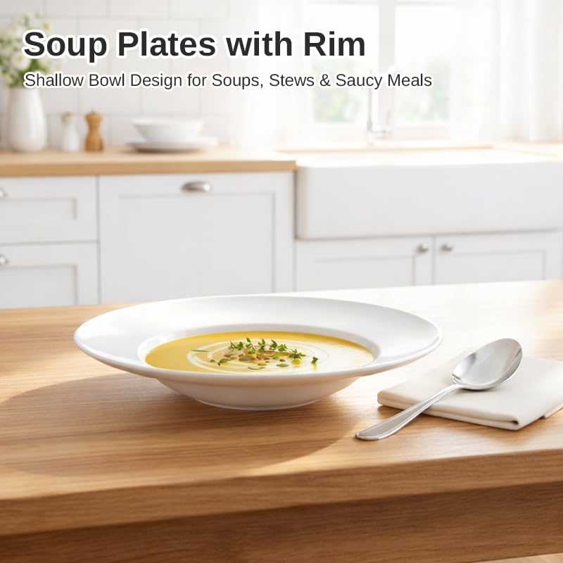8pcs Pasta Bowls with Rim, Microwave & Dishwasher Safe, for Soup & Salad - image 4