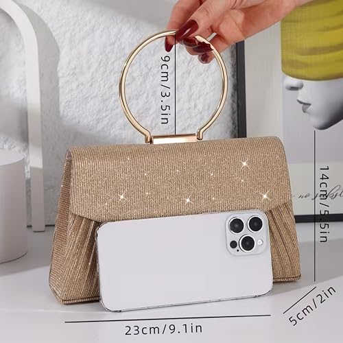Image of FWQPRA Women' Sparkling Glitter Evening Clutch Purse with Detachable Chain Strap - Closure Party Handbag Suitable for Weddings, Proms, Night Out - Luxury Glam Handbag