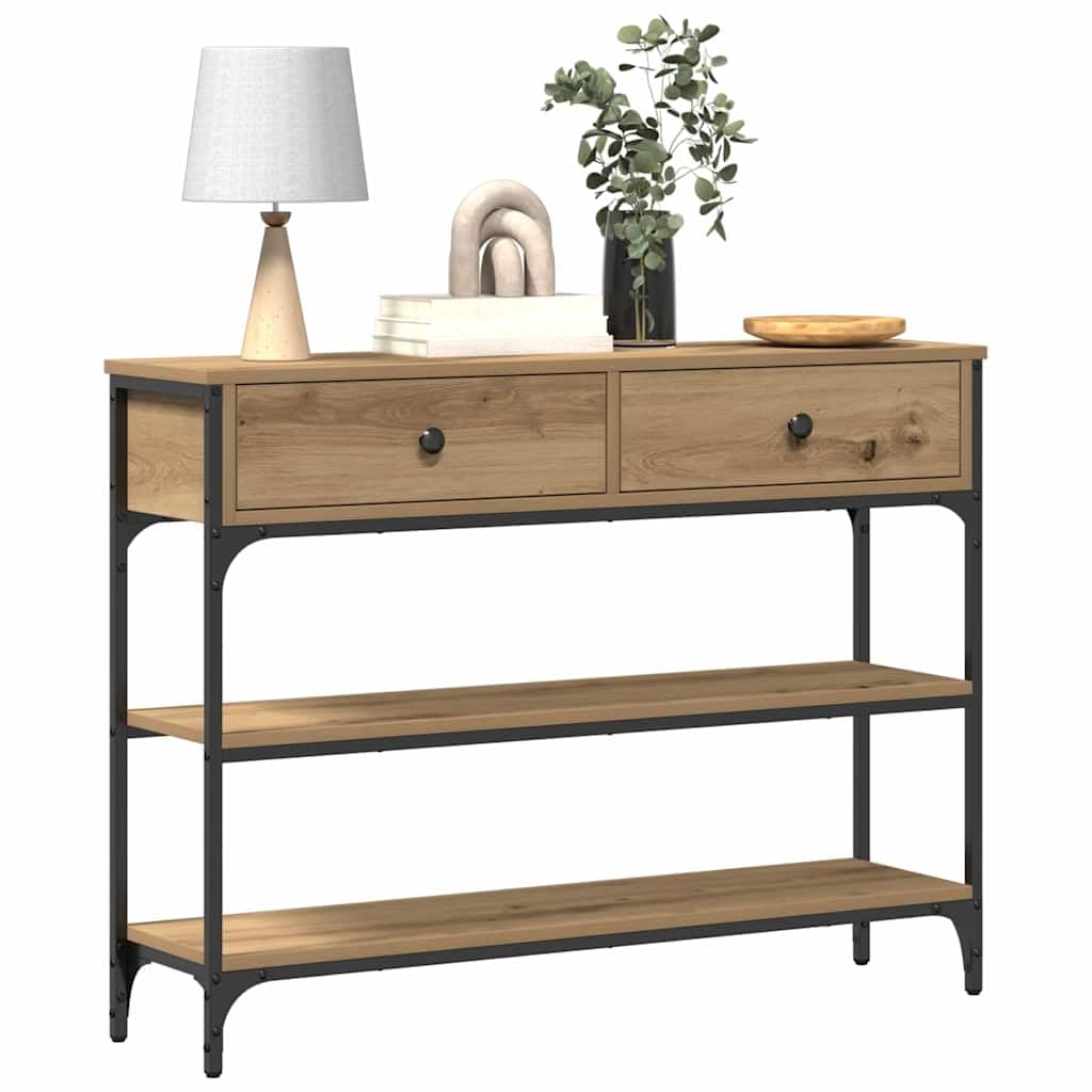 Table Console Industrielle en Bois d'Ingénierie et Acier 100 x 25 x 75 cm