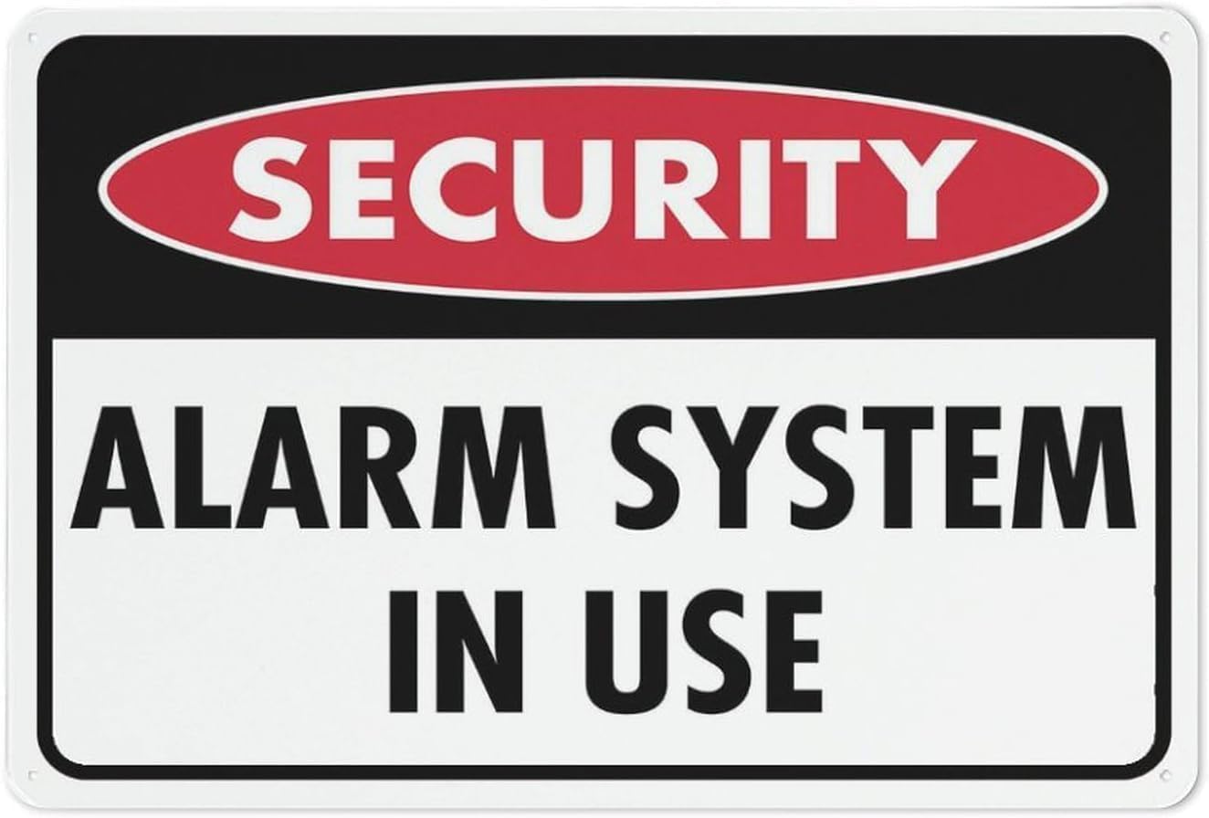 Security Alarm System in Use Metal Sign Aluminum Warning Tin Signs 12x16 In