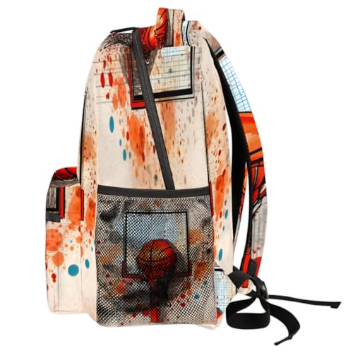 Sac à dos d'école imprimé basket avec compartiment pc large
