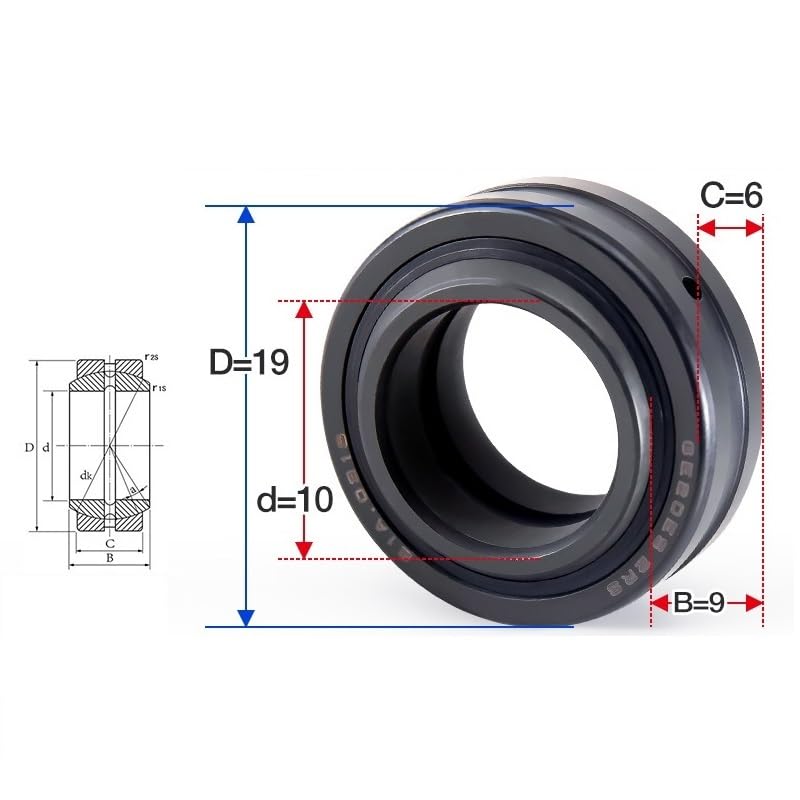 Cojinetes radiales lisos GE10ES-2RS 10mm para mantenimiento de motor 3