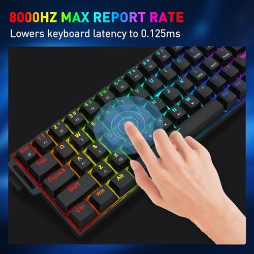 Image of Redragon K631 HE Rapid Trigger RGB Gaming Keyboard, 68 Keys Wired Mechanical Keyboard w /Hyper-Fast Actuation, Hall Effect 8K Polling Magnetic Switch, Actuation Point Adjustable, Strap Version