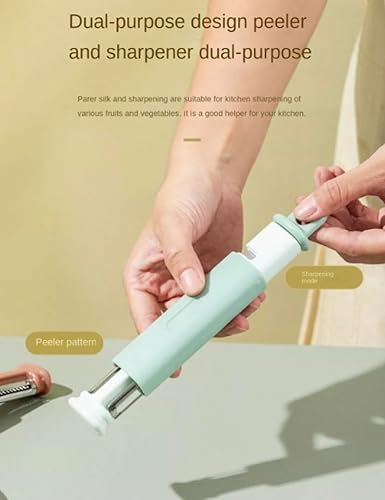 Miniatura 2 de Herramienta de cocina 2 en 1, pelador de verduras + herramienta afiladora de cuchillos (azul)