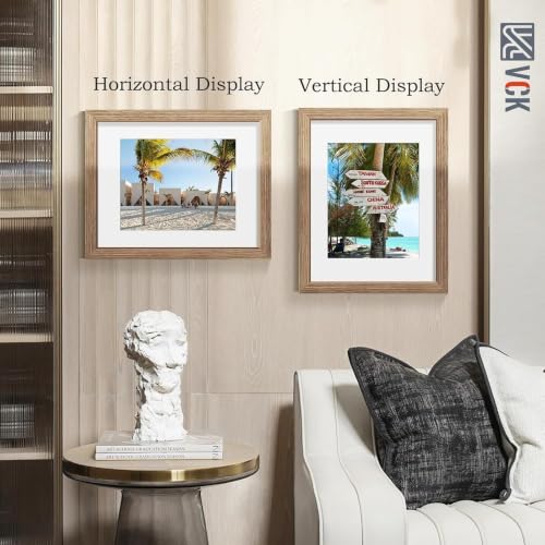 Image of VCK 11x14 Picture Frame 5 Pack, Walnut Wood, 8x10 Mat, Glass, for Photo