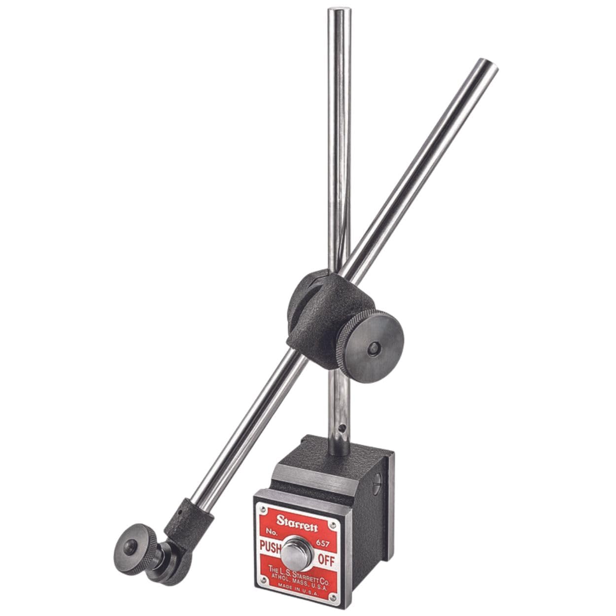 Starrett Magnetic Indicator Holder with Three Precision Ground - Magnetic Base, Upright Post Assembly Including Post, Swivel Post Snug and Gage