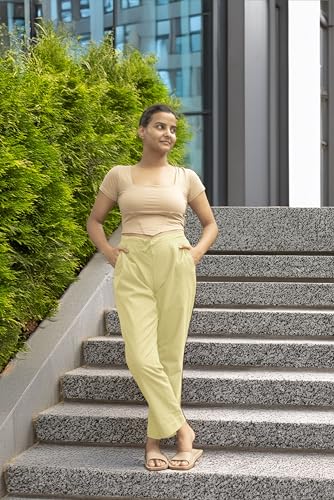Image of Women's Cotton Regular Fit Trousers - Comfortable and Stylish Casual Office Wear Kurti Pants for Daily Use, Soft and Breathable Fabric