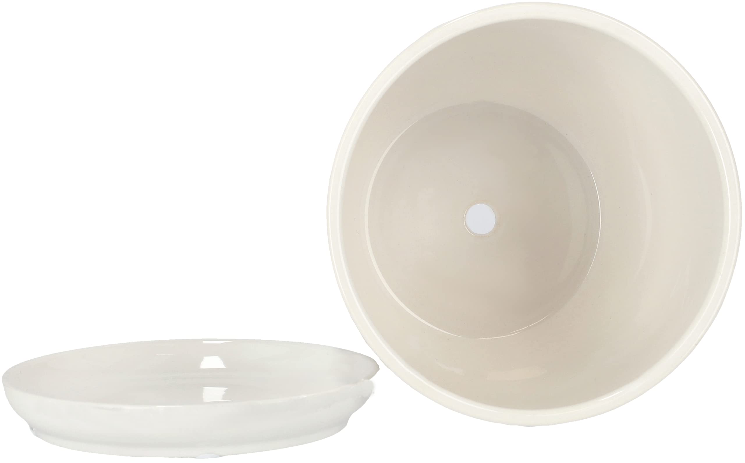 KOTARBAU® Lot de 2 pots de fleurs en céramique pour fleurs et plantes Ø 17 cm avec bac d'égouttement Blanc