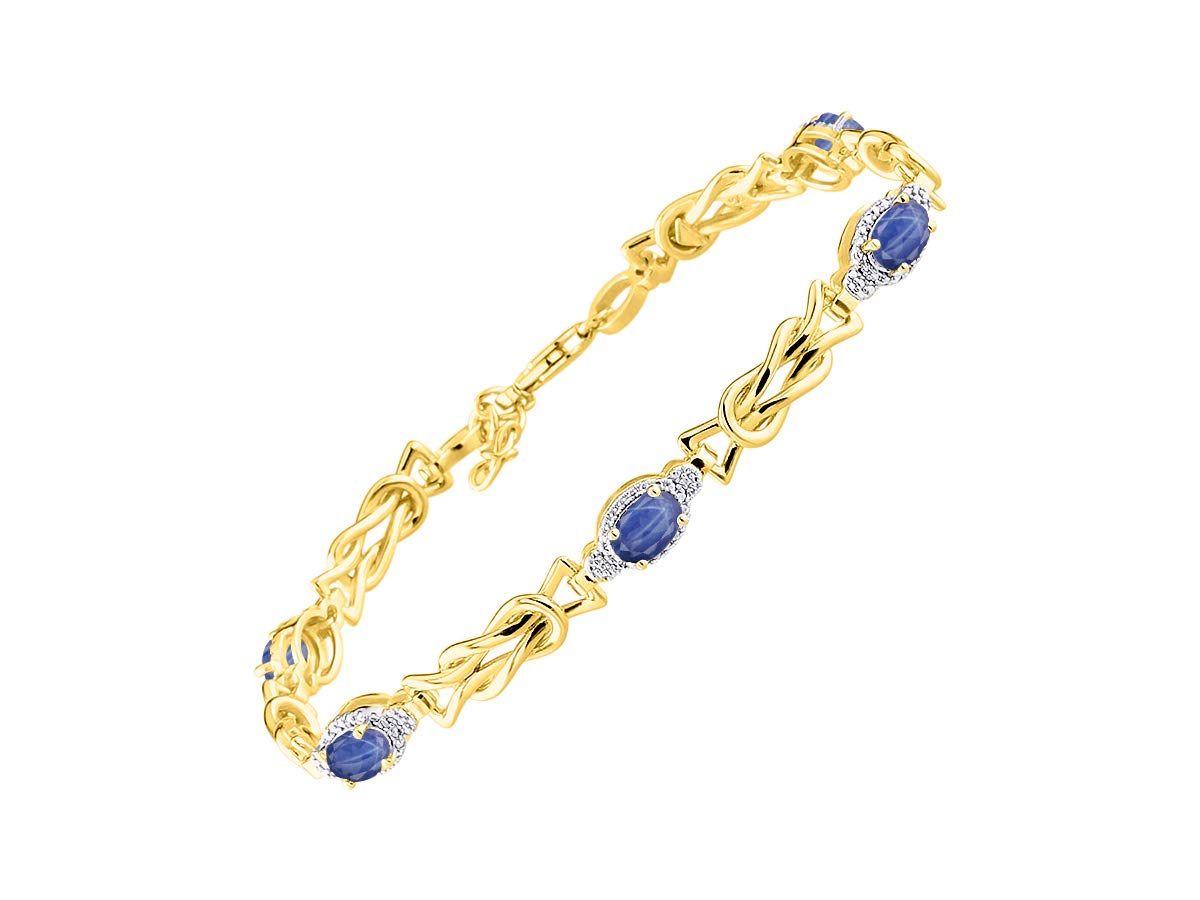 RYLOS Bracelets for Women Yellow Gold Plated Silver Love Knot Tennis Bracelet Gemstone &amp; Diamonds Adjustable to Fit 7"-8" Wrist, 5 Gorgeous 6X4MM Jewelry for Women Friendship Bracelets