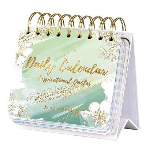 Motivational Calendar - Inspirational Standing Flip Calendar Inspirational Quotes 4.8x5.5 Desk Perpetual Calendar Office Accessories