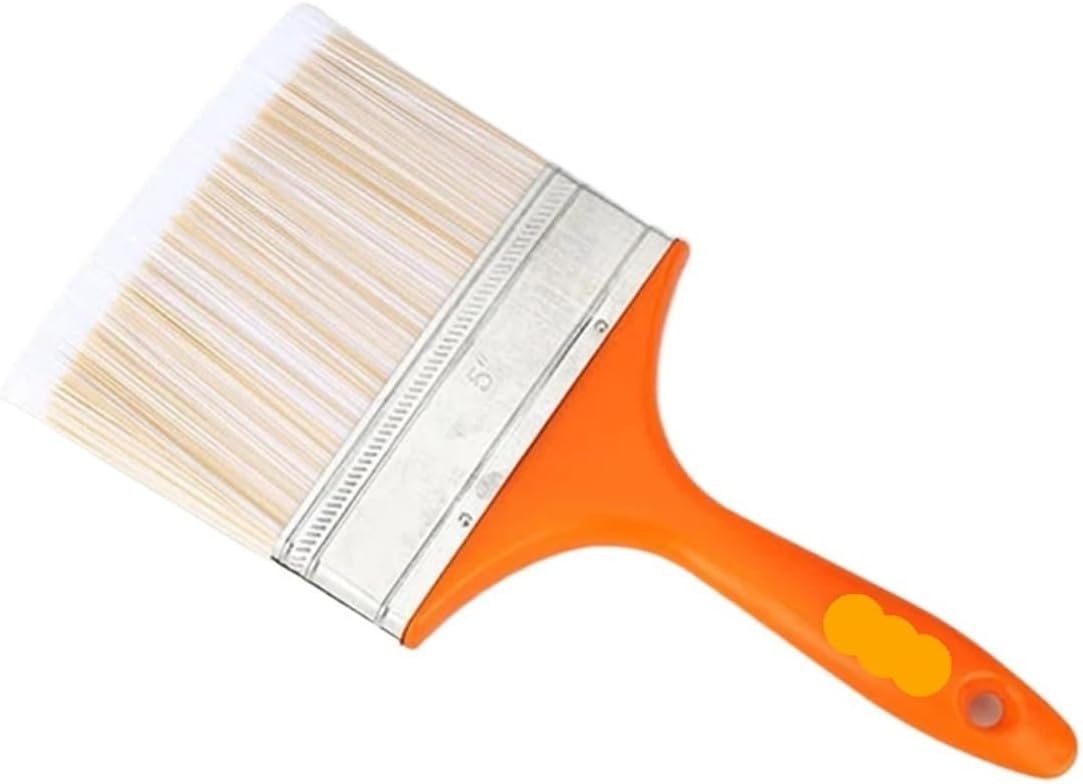 Wooden Handle Paint Brush, 1/1.5/2/2.5/3/4/5/6Inch Home Decoration Plastic Handle Soft Hair Brush Wall and Furniture Paint Tool(5 Inch)