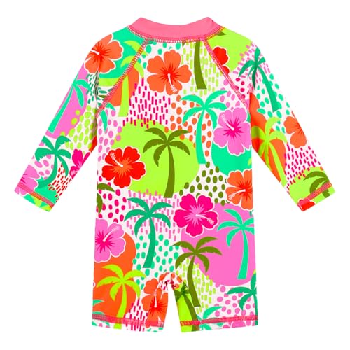Image of HUAANIUE Toddler Girl Swimsuit Long Sleeve UPF50+ Sun Protection