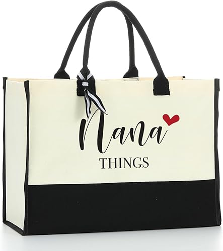 Tote Bag for Women Personalized Waterproof Canvas Bag Inspirational Gifts for Women Grandma Nana Gigi Birthday Gift