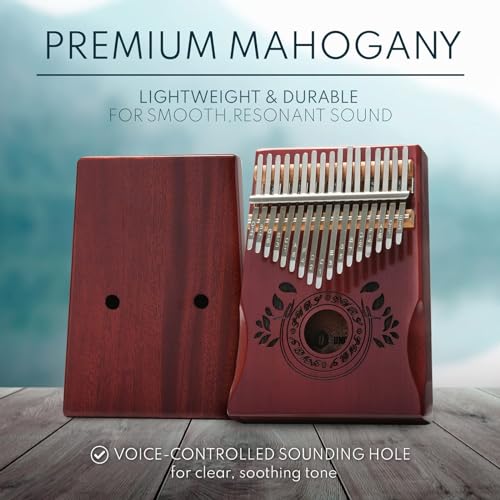 Image of UNOKKI 17-Key Kalimba Thumb Piano - Portable Mahogany Percussion Mbira Instrument - Beginner Tuning Set, Music Instruments for Kids Gifts - Cherry