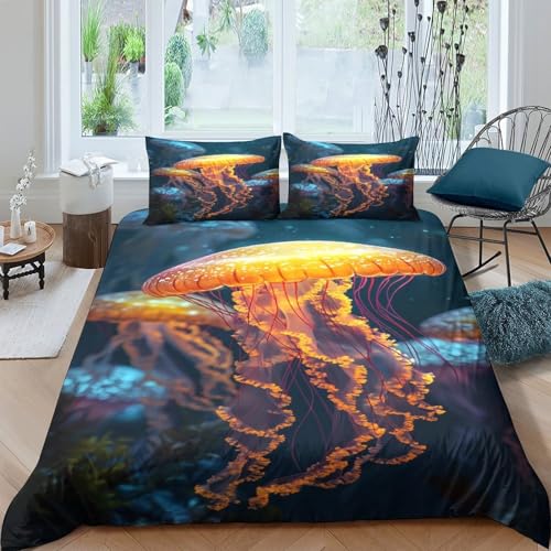Housse de couette méduse 3D imprimé premium en microfine douceur océanique - 4