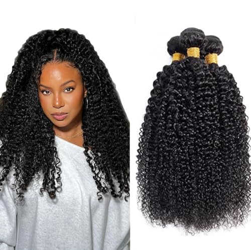 Cabello humano natural rizado en 3 bundles de 50g negros de 28 a 32 pulgadas