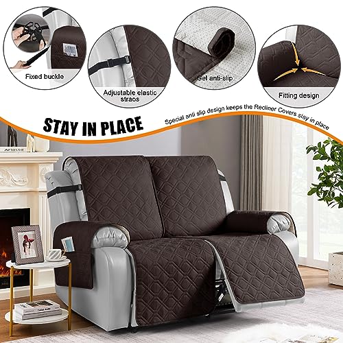 Image of VANSOFY Waterproof Recliner Couch Covers Washable, Chocolate,2 Seater XL | 1-Piece, Non-Slip with Elastic Straps, Sofa Cover with Pocket for Dogs, Pets