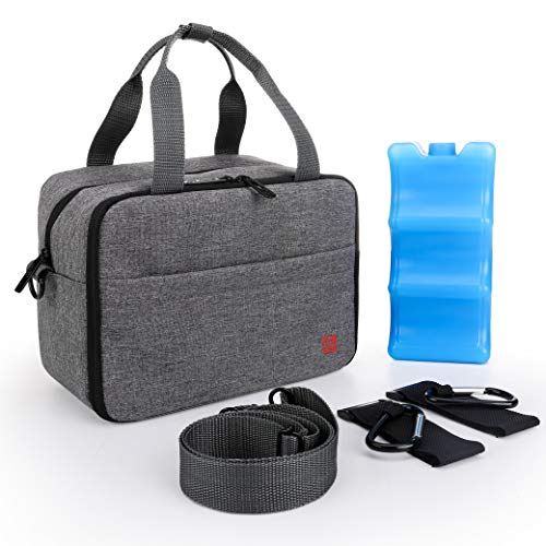 ALLCAMP Breast Milk Cooler Bag with Contoured Ice Pack Fits 6 Bottle,Baby Bottles Tote Bag of Daycare,Breastmilk Baby Bottle Cooler & Travel Bag (Grey)