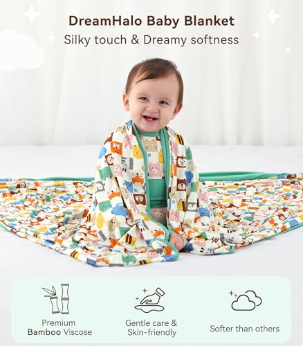 Image of Premium Baby Blankets, Soft Viscose from Bamboo Blanket for Boys and Girls, Nursery Crib Bedding Quilt for Newborn and Toddler, Cooling for Hot Sleepers 50'' x 50'' Animal