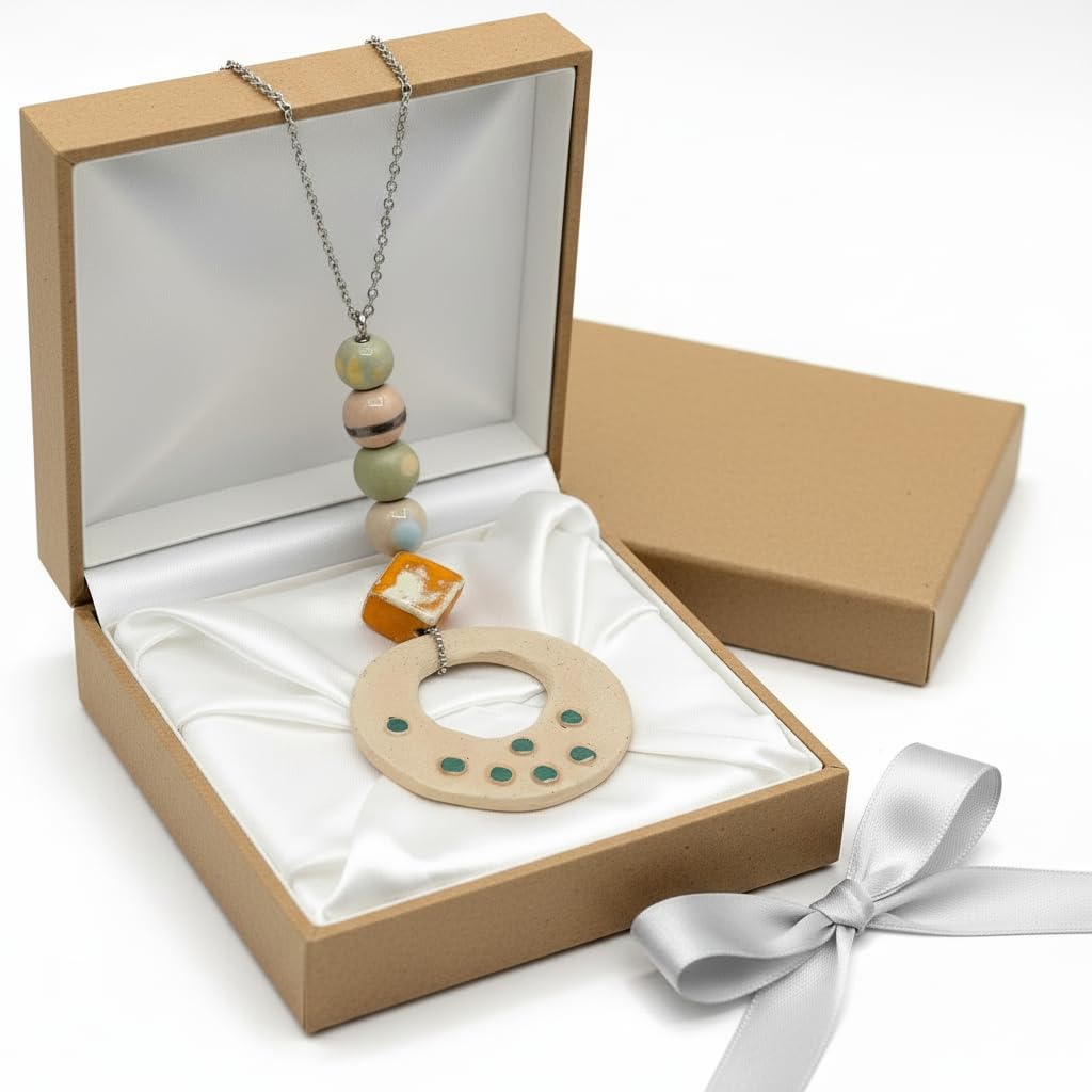 Collar con Colgante Grande para Todos Los Días Boho para Mujer, Joyería De Cerámica Gruesa De Declaración De Moda