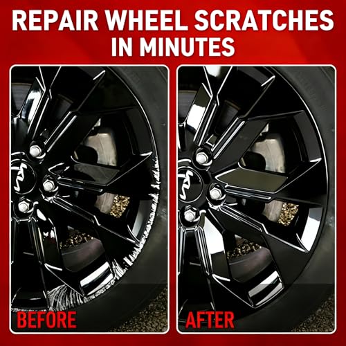 Image of Wheel Scratch Repair Kit, Gloss Black Rim Paint Pen for Curb Rash | Repair Kit for Car Alloy Wheel, Touch Up Wheel Scratches, Chips, Scuffs, Road Rash, Universal Color Wheel Paint