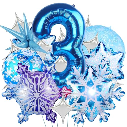 Ballon de Flocon de Neige,Ballons Anniversaire 3 Ans,ballons en Aluminium Motif flocon de neige,ballon de Flocon de neige,ballon Helium en Aluminium...