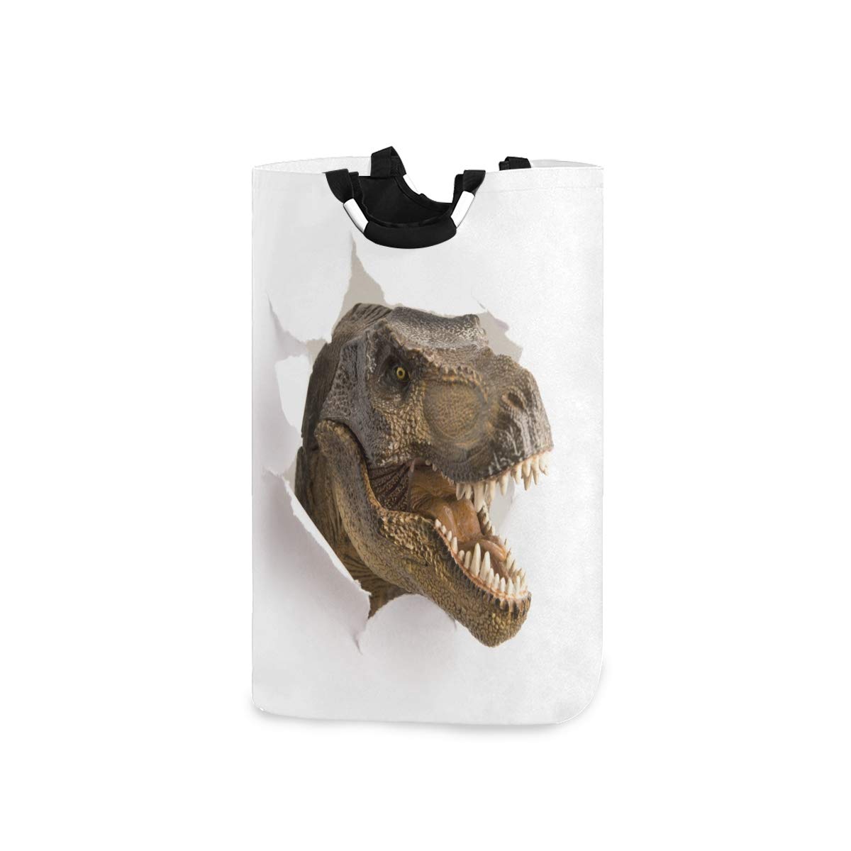 SUABO Laundry Hamper Round Storage Dinosaur T-Rex Through The Paper Wall Large Storage Basket Clothe