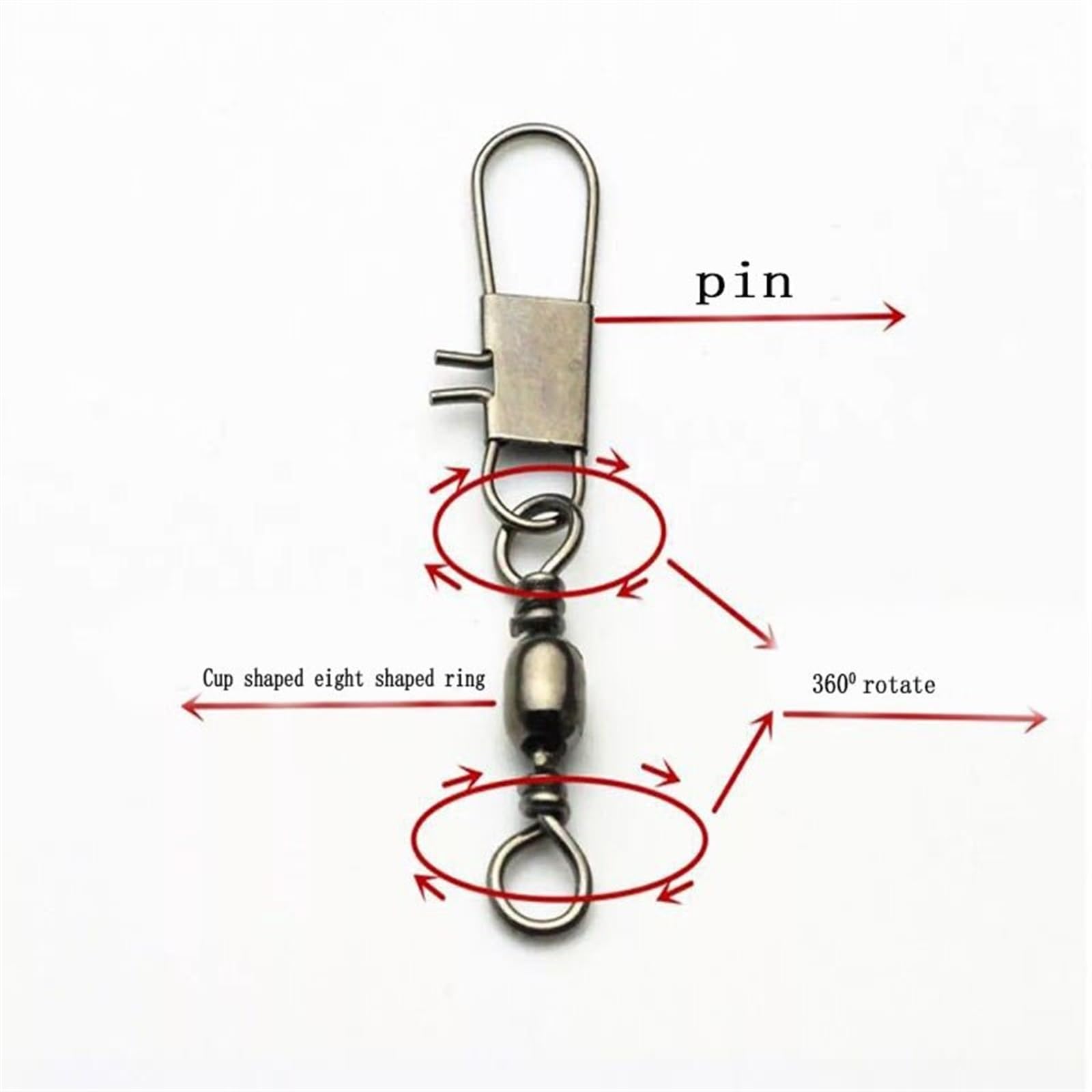 HARAY Angelhaken 4 Größe 100 Teile/Paket Angeln Stecker Pin Lager Rollwirbel Snap Fastlock Clips Angelhaken Angelgerät Zubehör Angelzange